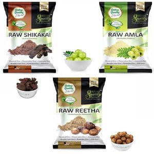 Online Quality Store Reetha Amla Shikakai (Raw Form) Combo Pack 300 g (Pack of 3)