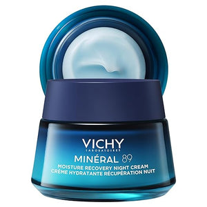 VICHY Min?ral 89 Moisture Recovery Night Cream Face Moisturizer with Hylauronic Acid Melatonin &amp Minerals for Skin Barrier Repair Plumps Skin Non-Greasy 50ml