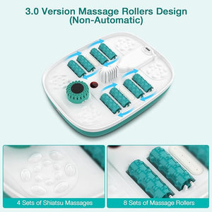 HOSPAN Collapsible Foot Spa with Heat, Bubble, Red Light, and Temperature Control, Foot Bath Massager with 8 Shiatsu Massage Rollers, Pedicure Foot Spa for Relaxation - FS01A