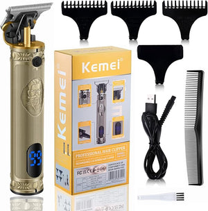 KEMEI Professional Hair Clippers for Men Pro Li Grooming Beard Trimmer Shavers Close Cutting Salon Cordless Rechargeable Quiet KM-700H Gold