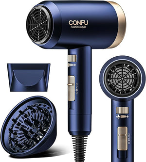 Hair Dryers for Women CONFU Hair Dryer with Diffuser Blow Dryers for Men Hairdryer with Diffuser Attachment Portable Lightweight Fast Drying Negative Ion Hairdryer for Home