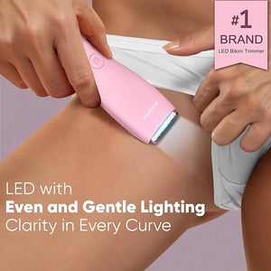 Bikini Trimmer for Women, Pubic Hair Trimmer | Waterproof, USB-C Rechargeable, LED Light, Replaceable Blade | Electric Razors for Women, Electric Lady Shaver (Blush Pink)