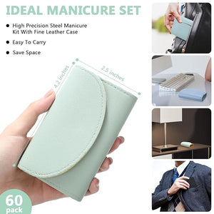 60 Sets Travel Manicure Set Professional Nail Set 7 in 1 Stainless Steel Manicure Kit Grooming Kits Nail Care Tools with Care Tools Beauty Scissors Tweezers Gifts for Christmas(Bright Color)
