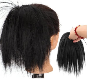 Hair Bun Short Ponytail Extensions Synthetic Straight Hair Hair Bun with Elastic Band Hair Accessories Women Wig Hair Bun Hair Buns Hair Piece ( Color : Brass )