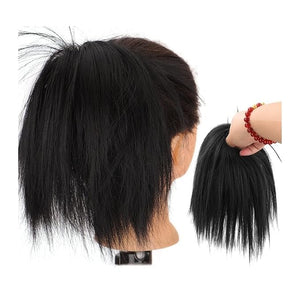 Hair Chignon Short Ponytail Extensions Synthetic Straight Hair Hair Bun with Elastic Band Hair Accessories Women Wig Hair Bun Hair Pieces For Women(A)