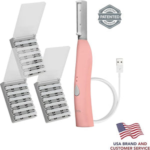SPA SCIENCES - SIMA Patented Dermaplane Razor for Women Face ? Painless 2-in-1 Facial Exfoliation &amp Peach Fuzz Hair Removal ? Anti-Aging ? 3 Speeds ? Rechargeable ? 19 Weeks Treatment