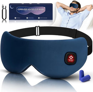 Cordless Heated Eye Mask for Dry Eyes Blocking Light Sleeping Mask Warm Eye Compresses Electric Heating Pad for Stye Eye Treatment Blepharitis Sinus Migraine Gifts for Woman Man