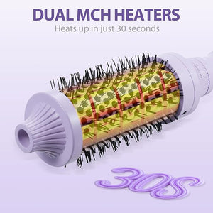 Heated Round Brush, Thermal Brush Blowout Set 1.25"/1.5"/1.75" for Short to Long Hair, 300-450¡ÆF for Fine to Coarse Hair, One Step Smooths Frizz, Boosts Shine, Adds Volume, Dual Voltage, Lilac