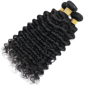 Human Hair Bundles Brazilian Deep Wave One Bundle 24inch 100% Unprocessed Virgin Human Hair Deep Wave Curly Water Wave Wet and Wavy Weave Raw Bundles Deals Extensions Natural Black