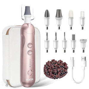 Manicure Pedicure Kit with Case Professional Nail Grinder for Senior Thick Toenail Cordless Electric Nail File 5 Speeds Pedicure Tools for feet Callus Remover Nail Drill for Women Hand Feet Care