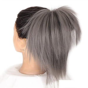 Hair Accessories 1 Pack Synthetic Messy Bun with Elastic Rubber Band Wig Straight Hair Ponytail Extensions Hair Bun for Women Hair Pieces For Women(Dimgrey)