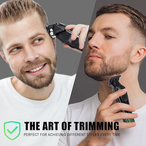 Hatteker Hair Clippers for Men ProfessionalClippers and Trimmers Set T-Blade Barber Clippers Set Cordless Clippers Grooming Kit Rechargeable Beard Trimmers Type C Barbers Haircut Kit Green