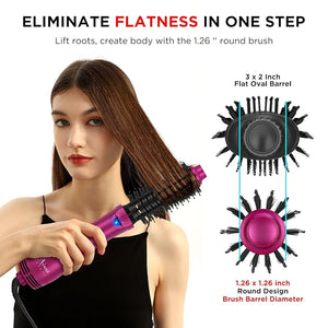 Aima Beauty One Step Hair Dryer &amp Volumizing Hot Air Brush Ceramic Straightener Brush Curler &amp Hot Comb 4 in 1 Salon Ionic Hair Brush Rose Pink