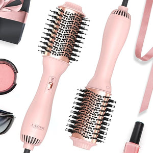 LANDOT Hair Blow Dryer Brush: One-Step Hot Air Brush with 60mm Oval Barrel - 4 in 1 HairDryer Styler and Volumizer for Drying Straightening Curling Volumizing Hair Fight Frizz and Add Volume