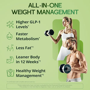 GLP-1 Supplement for Women &amp; Men - Weight Management, Gut Health &amp; Metabolism Support - Promotes Fat Burning &amp; Lean Body Mass - Vegan, Gluten Free, Non-GMO - 60 Count