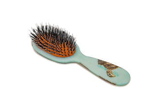 Rock &amp; Ruddle Natural Mixed Boar Bristle Hair Brush for Women and Kids (Small/Travel Size, 17.5cm) - Perfect for Wet or Dry Hair, Detangling Smoothing Blowdrying - Made in UK - Turtles