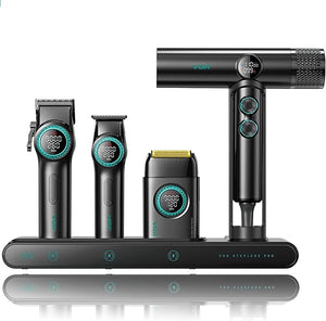 VGR Professional Barber Combo 4 in 1 ? 9000RPM Cordless Hair Clipper &amp Trimmer Foil Shaver &amp Hair Dryer Set All-in-One Grooming Kit for Home &amp Barber Premium Haircutting Kit with Travel