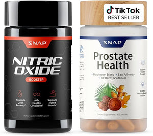 Snap Supplements Prostate Health &amp Nitric Oxide Supplement Bundle for Men 90 Vegetarian Capsules Each