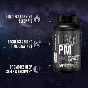 Jacked Factory Lean PM Max - High-Performance Weight Loss Sleep Support Fat Burner &amp Appetite Suppressant for Men and Women w/Melatonin Magnesium Carnipure &amp Ashwagandha - 120 Diet Pills