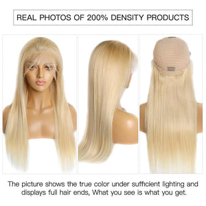 IWISH 613 13x6 Lace Front Wig Human Hair 24 Inches 200% Density Blonde Straight HD Transparent Lace Frontal Human Hair Wigs Pre Plucked for Women
