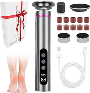 Callus Remover for feet2 in 1 Electric Foot File Adjustable Speed Foot File with Sandpaper Discs &amp Grinding Heads 9 Speeds Electric Foot Callus Remover Pedicure Tools for Valentine's Day Gift