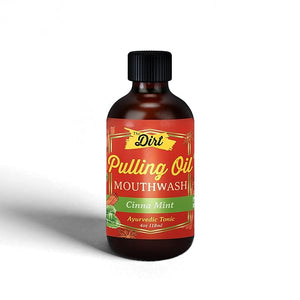THE DIRT Oil Pulling Mouthwash - Gluten Free - Removes Plaque Tartar Bad Breath &amp Whitens Teeth (Cinna Mint 4 Ounce)