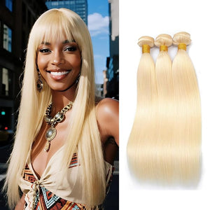 Blonde Straight Human Hair Bundles 18 20 22 Inch Brazilian Remy Virgin 10A Straight 3 Bundles Human Hair Hair Extensions Bundles 613 Color