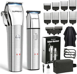 SUPRENT Low Noise Hair Clippers for Men Easy-Clean Waterproof Clippers Cordless Clippers &amp Trimmers Set for Family Grooming
