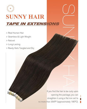 Sunny Hair Tape in Hair ExtensionsDark Brown Tape in Hair Extensions Human Hair Invisible Remy Human Hair Tape in Extensions 20 inch 20Pcs