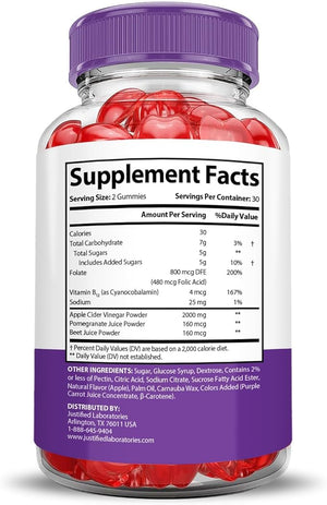Justified Laboratories (3 Pack Ultra Quick Keto ACV Gummies Extreme 2000MG Ultraquick Keto Gummies Apple Cider Vinegar Formulated with Pomegranate Beet Juice Powder B12 Vegan Non GMO 180 Gummys