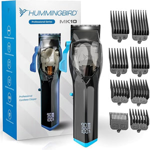 HUMMINGBIRD MK10 Pro Series Hair Clippers ? 9000 RPM Brushless Motor DLC Blade Cordless USB-C Rechargeable Super Torque Professional Barber Clippers Haircut Kit Includes Barber Cape &amp Comb