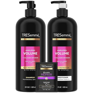 TRESemm? Shampoo and Conditioner Set Amplified Volume + Collagen Infusion 24H Full Body &amp Lift with Heat Protection + Keratin Repair Mask (3 Piece Set)