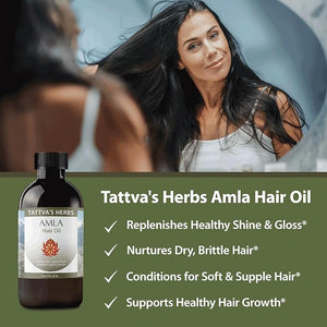 Tattva's Herbs Amla Oil, Amla Hair Oil for Hair Growth &amp; Scalp Treatment, Cold Pressed &amp; Unrefined, Indian Hair Oil, Alma Oil for Hair Growth, 16 oz (2 Pack), 25 Years Of Premium Service