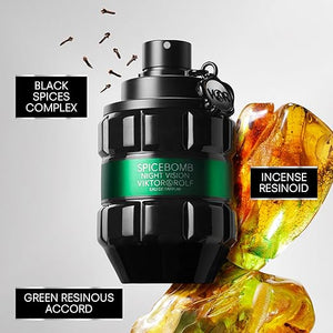 Viktor&ampRolf - Spicebomb Nightvision Mens Cologne 2-Piece Set ($195 Value) - Woody &amp Spicy - With Notes of Citrus &amp Tobacco - Full Size Eau de Parfum 3 Fl Oz &amp Travel Size Eau de Toile