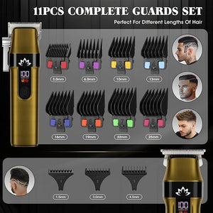 Lanumi Professional Hair Clippers for Men Cordless Cutting T-Blade Trimmer Kit Barber Clipper Trimmer Set with Travel Case Cordless USB Rechargeable Hair Cutting Kit