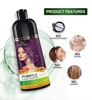 Herbishh Magic Hair Dye Shampoo ? Colors Gray Hair in Minutes ? Long Lasting ? 500 Ml ? 3-In-1 Ammonia-Free Color Treatment (Purple)