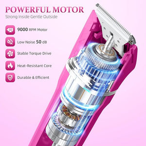 5-in-1 Bikini Trimmer for Women, IPX7 Waterproof Electric Razors Shaver, Cordless Body Hair Trimmer, Facial &amp; Pubic Hair Removal, Ceramic Blade (Magenta)