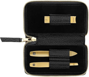 ZWILLING Beauty TWINOX 4-pc Gold Manicure Set with Black Leather Case Care for hands and feet with nail clipper