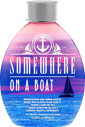 Somewhere On A Boat Tanning Lotion for Indoor Tanning Beds/Outdoor Sun Tan Dark Tanning Bed Lotion w/Coconut Oil, Pineapple &amp; Shea Butter 13.5oz - White Lotion, NO Bronzer