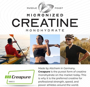 Muscle Feast Creapure - Micronized Creatine Monohydrate Powder | Premium Pre-Workout or Post-Workout | Flavored Creatine for Women &amp Men | Easy to Mix Gluten-Free Safe and Pure (Grape 250g)