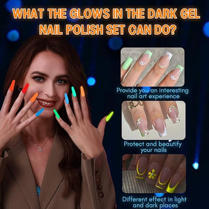SAVILAND Glows in The Dark Nail Polish Set 24 Holiday Brighrly Colors Luminous Quicking-drying U V Neon Gel Nail Polish Set Reflective Glow Effect Full Coverage Easy to Use Gel Polish Holiday Gifts