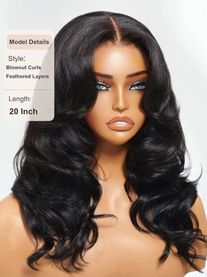 UNICE Blowout Body Wave 7x5 Lace Front Wigs Human Hair with Drawstring Face Framing Feathered Layers Bye Bye Knots Glueless Frontal Wig Human Hair Pre Plucked Pre Cut 180% Density 14 Inch