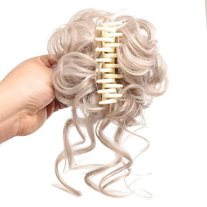 EARSHOT Hair Buns Hair Piece Synthetic Bun Hair Clips Messy Bun Ponytail Extensions Wavy Curly Bun Claw Clips Wigs for Women Hair Bun Hair Accessories For Girls (Color : 1Pcs-10)