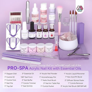 SAVILAND Acrylic Nail Kit with Drill: Professional Acrylic Nail Set with Powder, Liquid, Brush, Cuticle Remover &amp; Oil, Essentials Tools for Beginners ? DIY Manicure Kit for Home or Salon Use