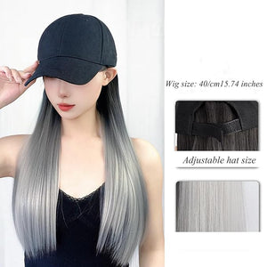Women's Hat Wig Duck Tongue hat Collarbone Hair Straight Hair Inner Buckle Wig Baseball Cap Sun Hat Wave Curly Hair