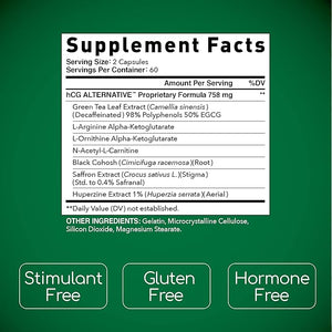 BioGenetic Laboratories hCG Alternative - Weight Loss Pills and Fat Burner for Men and Women - Boosts Metabolism Supports Healthy Diets - Alternative Formula - 30-Day Supply (120 Capsules per Bottle)