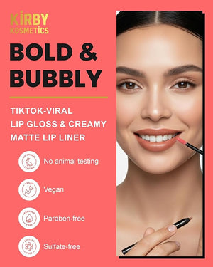 Lip Kit Duo ? Bold and Bubbly - TikTok-Viral Precision Liner &amp; Glossy Liquid Lipstick, Clean 2-Step Set with Hydrating Long-Wear Color ? Bold Inclusive Beauty for Everyday Konfidence