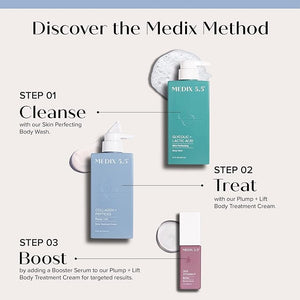 Medix 5.5 Exfoliating AHA Glycolic Acid Face &amp Body Wash Cleanser + Collagen Moisturizing Body Cream Lotion Skin Care 2PC Set | Alpha Hydroxy Acid &amp Lactic Acid Foaming Body Wash &amp Face Wa