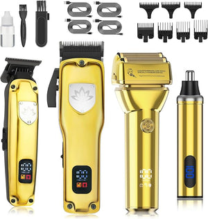 Professional Hair Clippers for Men Cordless Hair Clippers T-Blade Trimmer Nose Hair Trimmer Electric Shaver Set Haircut Grooming Kit with LED Display for Barber Ideal Gift for Him