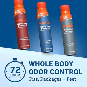 Mando Whole Body Deodorant For Men - Invisible Spray Deodorant - 72 Hour Odor Control - Low Irritation Formula - Aluminum Free Benzene Free - 3.6 ounce - 3pk - Bourbon Leather Mt Fuji Pro Sport
